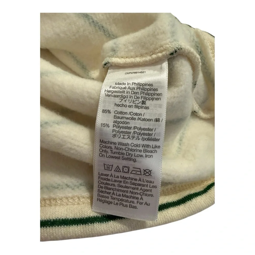 Madewell Green Stripe Crop Polo Sweatshirt Betterterry Fleece Varsity NWT XXS